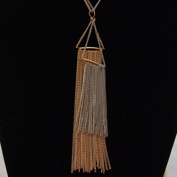 M. Haskell Gold & Silver Mesh Tassel Necklace 28" - Picture 5 of 6
